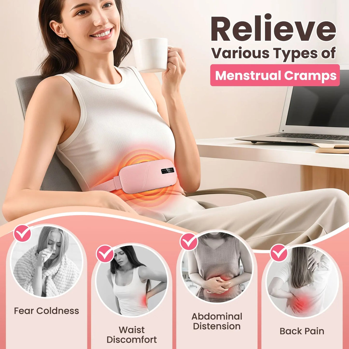 Cinturón Térmico y de Masaje para Dolor Menstrual